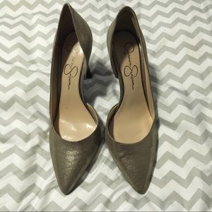 Jessica Simpson gold heels